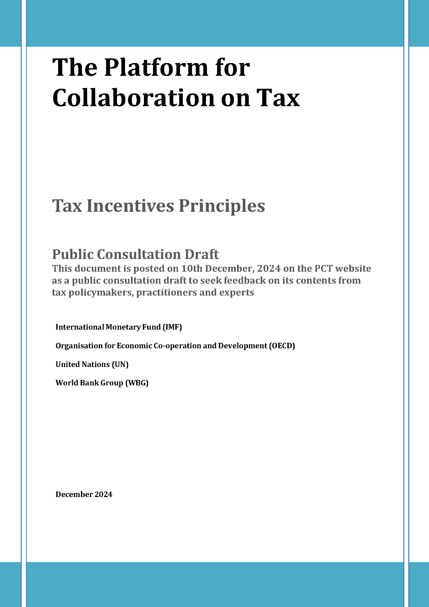 Public Consultation on Tax Incentives Principles | Platform for ...