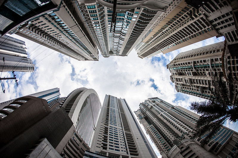 High rises and hotel buildings in Punta Pacifica, Panama City, Panama.