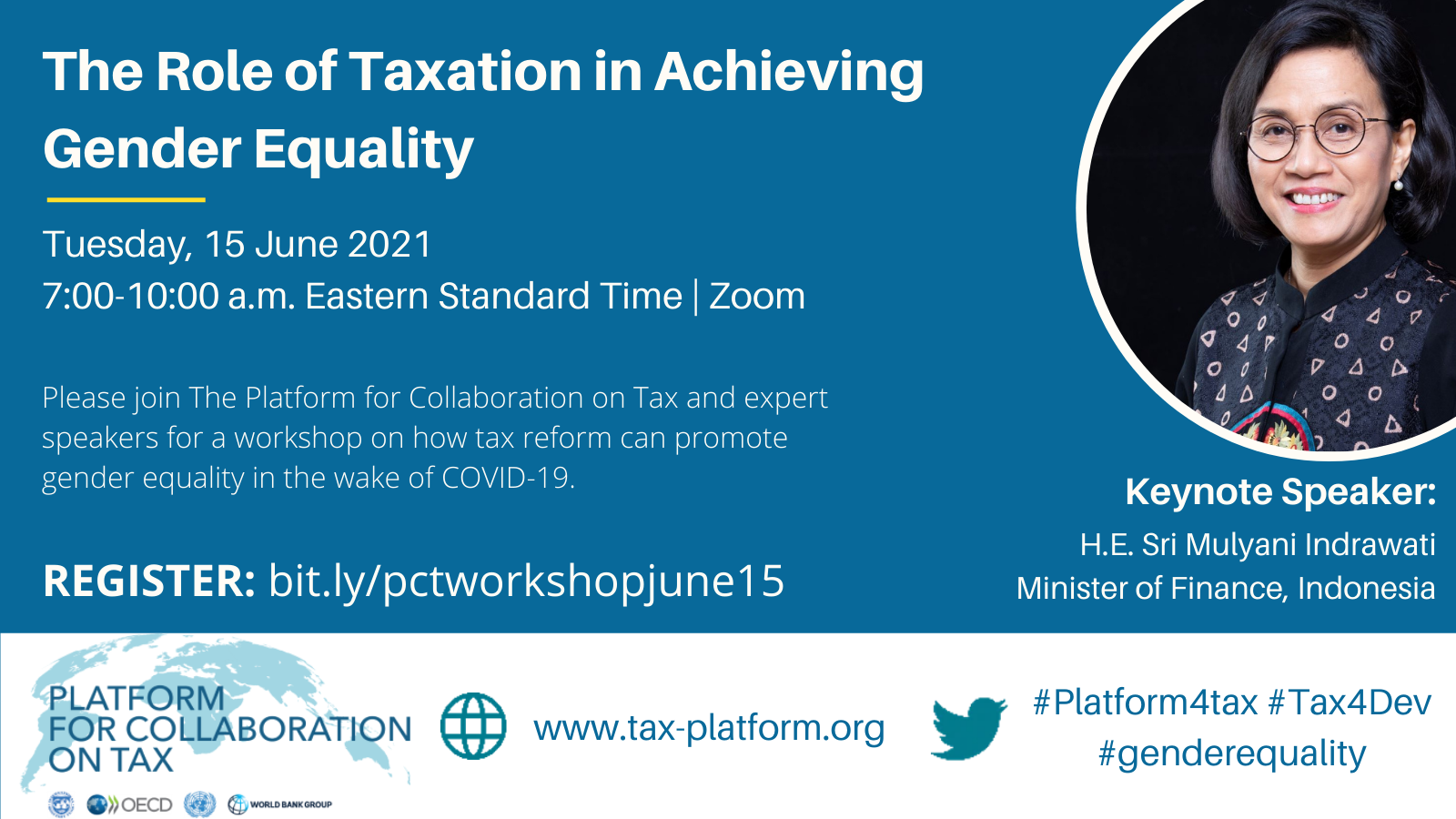 Event image card for the PCT workshop on the role of taxation in achieving gender equality