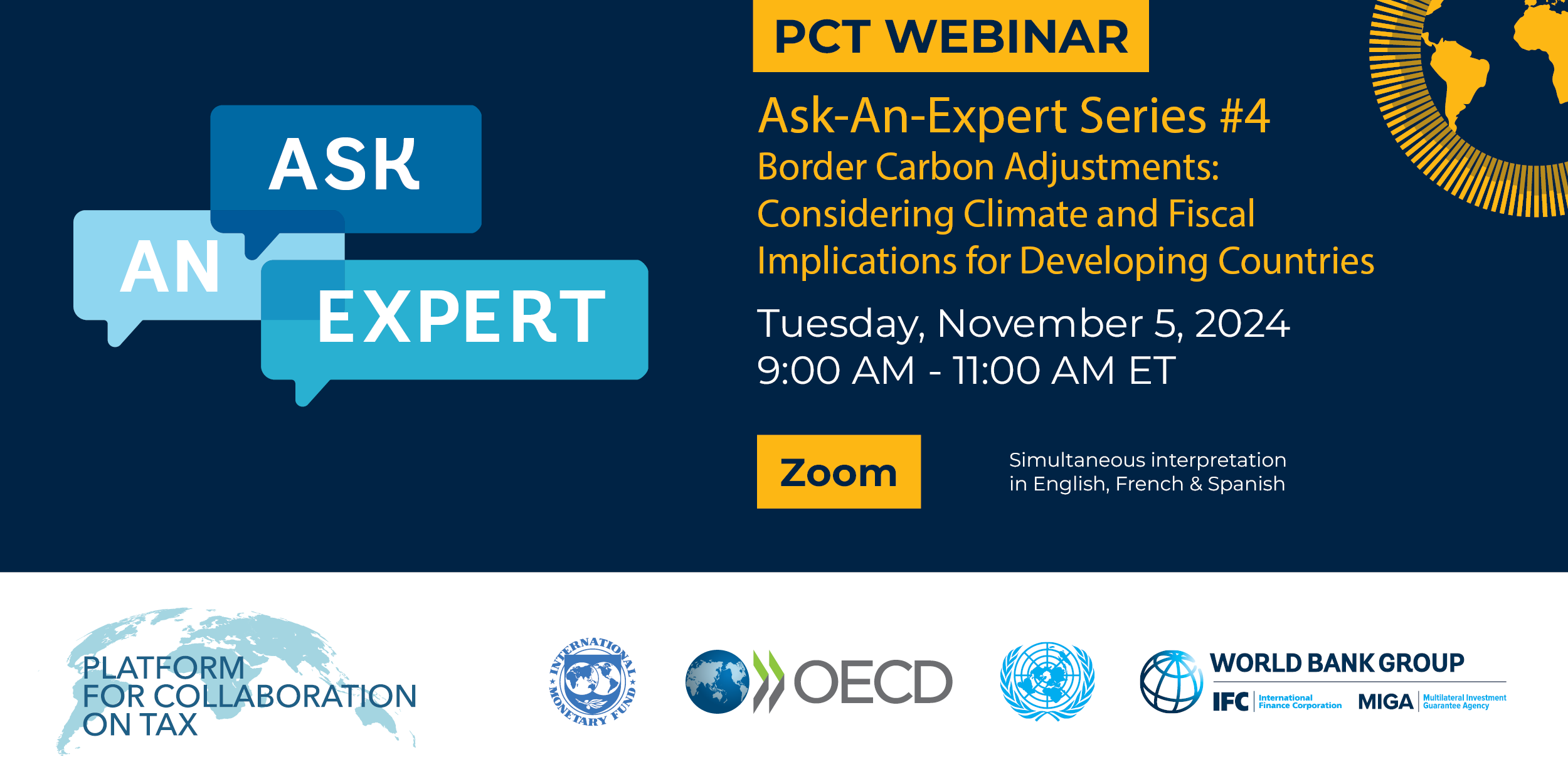 Flyer with the PCT logos and the date of the webinar