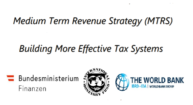 Cover Image for the IMF Confernece on Medium Term Revenue Strategy - Building More Effective Tax Systems with logos of Ministry of Finance of Austria, IMF and the World Bank